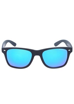 Okulary przeciwsłoneczne czarne nerdy matowe z niebieską lustrzanką DE-818 ze sklepu Stylion w kategorii Okulary przeciwsłoneczne męskie - zdjęcie 185964704