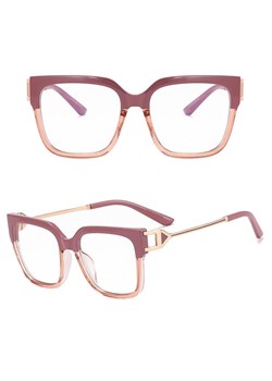 Damskie kwadratowe okulary zerówki do komputera BLUE LIGHT z flexami 25130A ze sklepu Stylion w kategorii Okulary zerówki damskie - zdjęcie 185964833