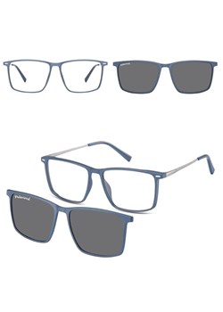Prostokątne okulary pod korekcję z polaryzacyjną Nakładką przeciwsłoneczną na magnes CLIP-TRC-196B-1 ze sklepu Stylion w kategorii Okulary korekcyjne damskie - zdjęcie 185964972