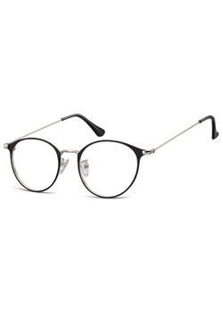 Okulary zerówki oprawki korekcyjne lenonki owalne 923E czarno-srebrne ze sklepu Stylion w kategorii Okulary korekcyjne męskie - zdjęcie 185965082