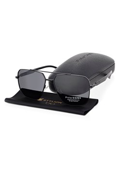 Duże Męskie okulary przeciwsłoneczne pilotki z polaryzacją i filtrem UV400 POL-123 PolarZone czarne ze sklepu Stylion w kategorii Okulary przeciwsłoneczne męskie - zdjęcie 185965141