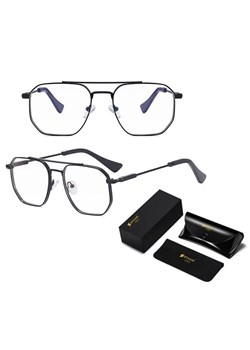 Okulary pilotki zerówki do komputera BLUE LIGHT z flexami 25140 czarne ze sklepu Stylion w kategorii Okulary zerówki damskie - zdjęcie 185965154