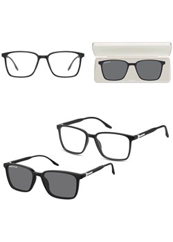 Prostokątne okulary pod korekcję z polaryzacyjną Nakładką przeciwsłoneczną na magnes CLIP-TRC-187-1 ze sklepu Stylion w kategorii Okulary korekcyjne damskie - zdjęcie 185965181