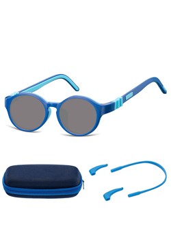 Elastyczne dziecięce okulary przeciwsłoneczne okrągłe + gumka Sunoptic SK7A granatowe ze sklepu Stylion w kategorii Okulary przeciwsłoneczne dziecięce - zdjęcie 185965210