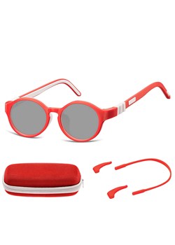 Elastyczne dziecięce okulary przeciwsłoneczne okrągłe + gumka Sunoptic SK7D czerwone ze sklepu Stylion w kategorii Okulary przeciwsłoneczne dziecięce - zdjęcie 185965211