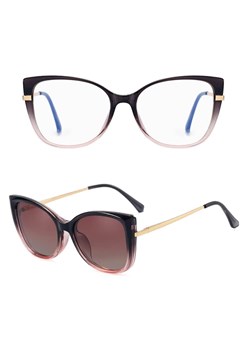 2w1 Okulary damskie do komputera z nakładką przeciwsłoneczną na magnes Clip-On 25138E fioletowe ze sklepu Stylion w kategorii Okulary przeciwsłoneczne damskie - zdjęcie 185965222