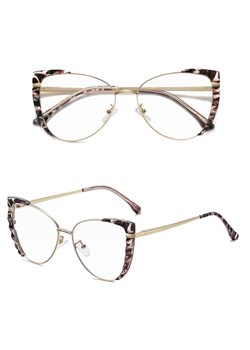 Damskie kocie okulary zerówki do komputera BLUE LIGHT z flexami 25136A panterka/złoty ze sklepu Stylion w kategorii Okulary zerówki damskie - zdjęcie 185965232
