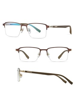 Ultralekkie tytanowe okulary zerówki z filtrem Blue Light do komputera Brązowe TN825A ze sklepu Stylion w kategorii Okulary zerówki damskie - zdjęcie 185965244