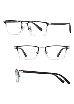 Ultralekkie tytanowe okulary zerówki z filtrem Blue Light do komputera Czarny/Srebrny TN826B ze sklepu Stylion w kategorii Okulary zerówki damskie - zdjęcie 185965250
