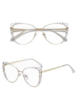 Damskie kocie okulary zerówki do komputera BLUE LIGHT z flexami 25136E bezbarwne/złote - id: 636 - marki Stylion - 185965251 Damskie kocie okulary zerówki do komputera BLUE LIGHT z flexami 25136E bezbarwne/złote ze sklepu Stylion w kategorii Okulary przeciwsłoneczne damskie - zdjęcie 185965251