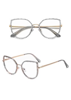 Damskie kocie okulary zerówki do komputera BLUE LIGHT z flexami 25137A szary/złoty - id: 638 - marki Stylion - 185965270 Damskie kocie okulary zerówki do komputera BLUE LIGHT z flexami 25137A szary/złoty ze sklepu Stylion w kategorii Okulary zerówki damskie - zdjęcie 185965270