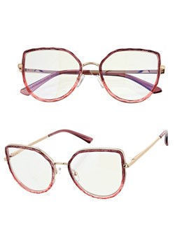 Damskie kocie okulary zerówki do komputera BLUE LIGHT z flexami 25137C fiolet/złoty ze sklepu Stylion w kategorii Okulary przeciwsłoneczne męskie - zdjęcie 185965282