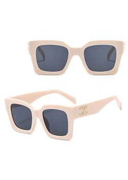 Okulary przeciwsłoneczne z filtrem UV400 STL24B kremowe + akcesoria ze sklepu Stylion w kategorii Okulary przeciwsłoneczne damskie - zdjęcie 185965311