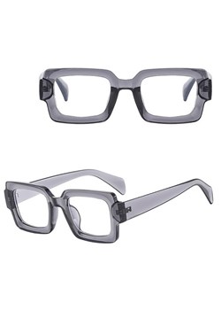Okulary Prostokątne zerówki do komputera z filtrem BLUE LIGHT STL40G szare transparentne + akcesoria ze sklepu Stylion w kategorii Okulary zerówki damskie - zdjęcie 185965380
