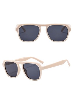 Okulary przeciwsłoneczne z filtrem UV400 pilotki STL38B kremowe + akcesoria ze sklepu Stylion w kategorii Okulary przeciwsłoneczne męskie - zdjęcie 185965430