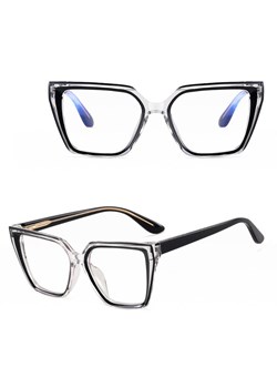 Damskie kocie okulary zerówki do komputera BLUE LIGHT na teleskopach 25152 Czarny ze sklepu Stylion w kategorii Okulary korekcyjne damskie - zdjęcie 185965451