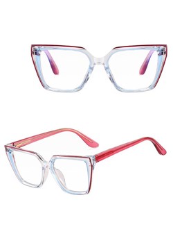 Damskie kocie okulary zerówki do komputera BLUE LIGHT na teleskopach 25152B Róż/Niebieski ze sklepu Stylion w kategorii Okulary zerówki damskie - zdjęcie 185965453
