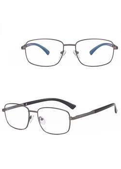 Metalowe okulary zerówki z filtrem Blue Light do komputera 25154D Grafitowe + akcesoria ze sklepu Stylion w kategorii Okulary zerówki męskie - zdjęcie 185965470