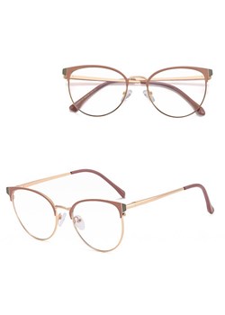 Damskie okulary Kocie Oczy zerówki do komputera BLUE LIGHT na teleskopach 25110D Jasny Brązowy/Złoty ze sklepu Stylion w kategorii Okulary zerówki damskie - zdjęcie 185965472