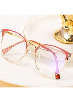 Damskie okulary Kocie Oczy zerówki do komputera BLUE LIGHT na teleskopach 25110E Brudny Róż/Złoty ze sklepu Stylion w kategorii Okulary zerówki damskie - zdjęcie 185965474