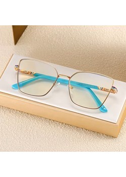 Damskie okulary Kocie Oczy zerówki do komputera BLUE LIGHT z fleksami 25145E Złoty/Niebieski ze sklepu Stylion w kategorii Okulary zerówki damskie - zdjęcie 185965500