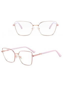 Damskie okulary Kocie Oczy zerówki do komputera BLUE LIGHT z fleksami 25145G Złoty/Perłowy ze sklepu Stylion w kategorii Okulary zerówki damskie - zdjęcie 185965502