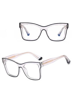 Damskie kwadratowe okulary zerówki do komputera BLUE LIGHT z flexami 25157 Transparentny/Czarny ze sklepu Stylion w kategorii Okulary zerówki damskie - zdjęcie 185965503