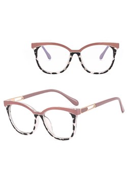 Damskie kocie oczy okulary zerówki do komputera BLUE LIGHT 25144A Wrzos/Panterka ze sklepu Stylion w kategorii Okulary korekcyjne damskie - zdjęcie 185965511