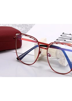 Damskie okulary kocie zerówki do komputera BLUE LIGHT z fleksami 25153D Bordowy ze sklepu Stylion w kategorii Okulary zerówki damskie - zdjęcie 185965530