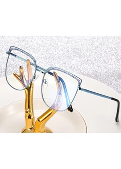 Damskie okulary kocie zerówki do komputera BLUE LIGHT z fleksami 25153E Niebieski ze sklepu Stylion w kategorii Okulary zerówki damskie - zdjęcie 185965531