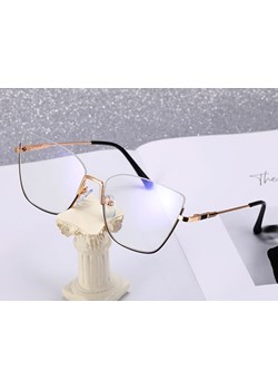 Damskie okulary półramki kocie zerówki do komputera BLUE LIGHT 25142 Złoty/Czarny ze sklepu Stylion w kategorii Okulary zerówki damskie - zdjęcie 185965580