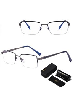Metalowe półramkowe okulary zerówki z filtrem Blue Light do komputera 25147A grafit/granat ze sklepu Stylion w kategorii Okulary przeciwsłoneczne męskie - zdjęcie 185965610
