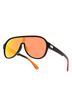 Okulary przeciwsłoneczne Pilotki lustrzane z filtrem UV400 SVM-19C czarne/pomarańczowe ze sklepu Stylion w kategorii Okulary przeciwsłoneczne damskie - zdjęcie 185965624