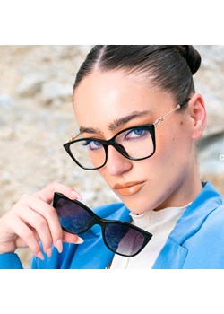 2w1 Okulary damskie do komputera + nakładka przeciwsłoneczna na magnes Clip-On 25161 czarny ze sklepu Stylion w kategorii Oprawki do okularów damskie - zdjęcie 185965630
