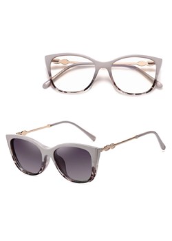 2w1 Okulary damskie do komputera + nakładka przeciwsłoneczna na magnes Clip-On 25161C beż/panterka ze sklepu Stylion w kategorii Oprawki do okularów damskie - zdjęcie 185965634