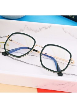 Damskie owalne okulary zerówki do komputera BLUE LIGHT na teleskopach 25155C Zielony/Złoty ze sklepu Stylion w kategorii Okulary zerówki damskie - zdjęcie 185965670