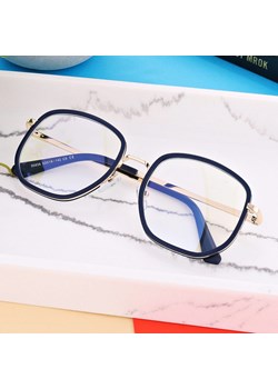 Damskie owalne okulary zerówki do komputera BLUE LIGHT na teleskopach 25155E Granatowy/Złoty ze sklepu Stylion w kategorii Okulary zerówki damskie - zdjęcie 185965672