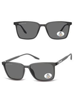 Grafitowe prostokątne okulary przeciwsłoneczne z polaryzacją z flexami MP186E ze sklepu Stylion w kategorii Okulary przeciwsłoneczne męskie - zdjęcie 185965713