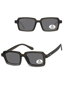 Szare prostokątne okulary przeciwsłoneczne z polaryzacją MP57E ze sklepu Stylion w kategorii Okulary przeciwsłoneczne damskie - zdjęcie 185965760