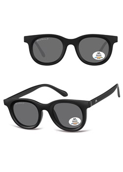 Czarne owalne okulary przeciwsłoneczne z polaryzacją MP61 ze sklepu Stylion w kategorii Okulary przeciwsłoneczne damskie - zdjęcie 185965761
