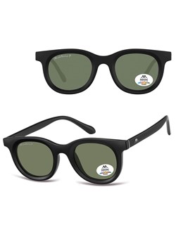 Czarne owalne okulary przeciwsłoneczne z polaryzacją MP61A ze sklepu Stylion w kategorii Okulary przeciwsłoneczne damskie - zdjęcie 185965762