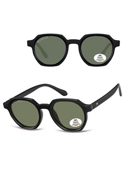 Czarne owalne okulary przeciwsłoneczne z polaryzacją MP62A ze sklepu Stylion w kategorii Okulary przeciwsłoneczne damskie - zdjęcie 185965774