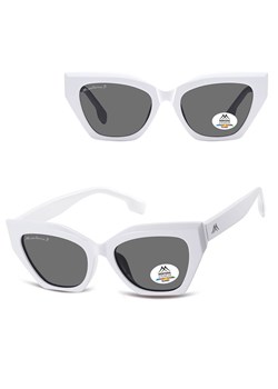 Damskie okulary przeciwsłoneczne kocie z polaryzacją MP55D białe ze sklepu Stylion w kategorii Okulary przeciwsłoneczne damskie - zdjęcie 185965824