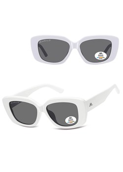 Duże damskie okulary przeciwsłoneczne kocie z polaryzacją MP56C białe ze sklepu Stylion w kategorii Okulary przeciwsłoneczne damskie - zdjęcie 185965880