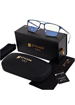 Męskie okulary PREMIUM +2.50 do czytania i komputera Blue Light+Antyrefleks STL280 niebieskie ze sklepu Stylion w kategorii Okulary korekcyjne męskie - zdjęcie 185965900