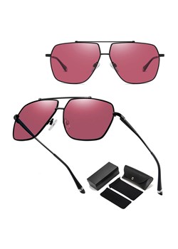 Duże okulary przeciwsłoneczne pilotki z polaryzacją STL54A czarne/czerwone ze sklepu Stylion w kategorii Okulary przeciwsłoneczne męskie - zdjęcie 185965913