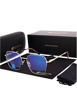 Damskie okulary PREMIUM +2.75 do czytania i komputera Blue Light+Antyrefleks STL285 złoty/zielony ze sklepu Stylion w kategorii Okulary korekcyjne damskie - zdjęcie 185965922