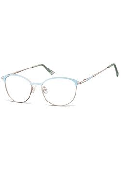 Okulary damskie zerówki kocie oprawki korekcyjne medium M295 błękit/srebrny ze sklepu Stylion w kategorii Oprawki do okularów damskie - zdjęcie 185965933