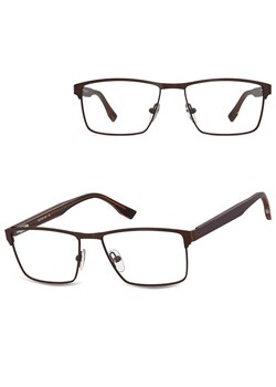 Męskie oprawki korekcyjne okulary zerówki 876C brązowe ze sklepu Stylion w kategorii Okulary korekcyjne męskie - zdjęcie 185966044