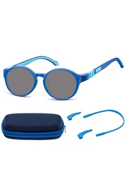 Elastyczne dziecięce okulary przeciwsłoneczne okrągłe + gumka Sunoptic SK8A niebieskie ze sklepu Stylion w kategorii Okulary przeciwsłoneczne dziecięce - zdjęcie 185966080